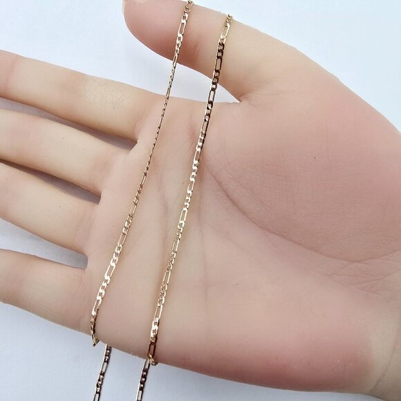 Rose Gold Flat Link Chain Necklace | Gold Plated Brass | 17.7 Inch, XPNL0018 - Picture 11 of 12